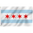 City of Chicago Flag - Chicago IL Flag Polyester with Brass Grommets 3X5Ft Banner USA