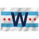 Chicago Cub Win Combo Flag - Chicago City W Wrigley Field Flag with Brass Grommets 3X5Ft Banner USA