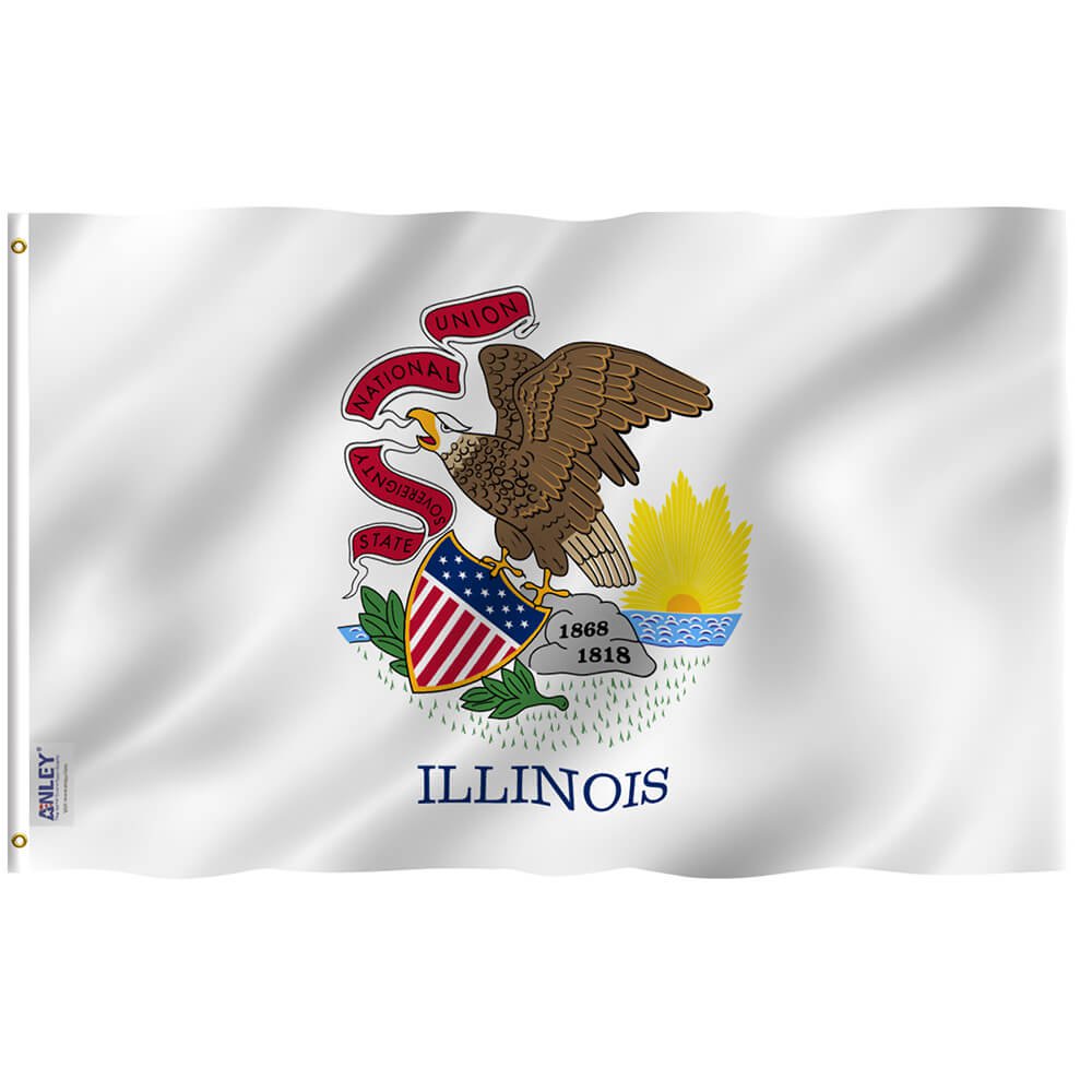 Illinois State Flag - Illinois IL Flag with Brass Grommets 3X5Ft Banner USA