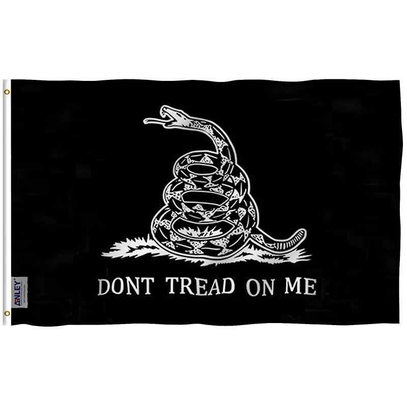 Black Don't Tread On Me Gadsden Flag - Tea Party Flag with Brass Grommets 3X5Ft Banner USA