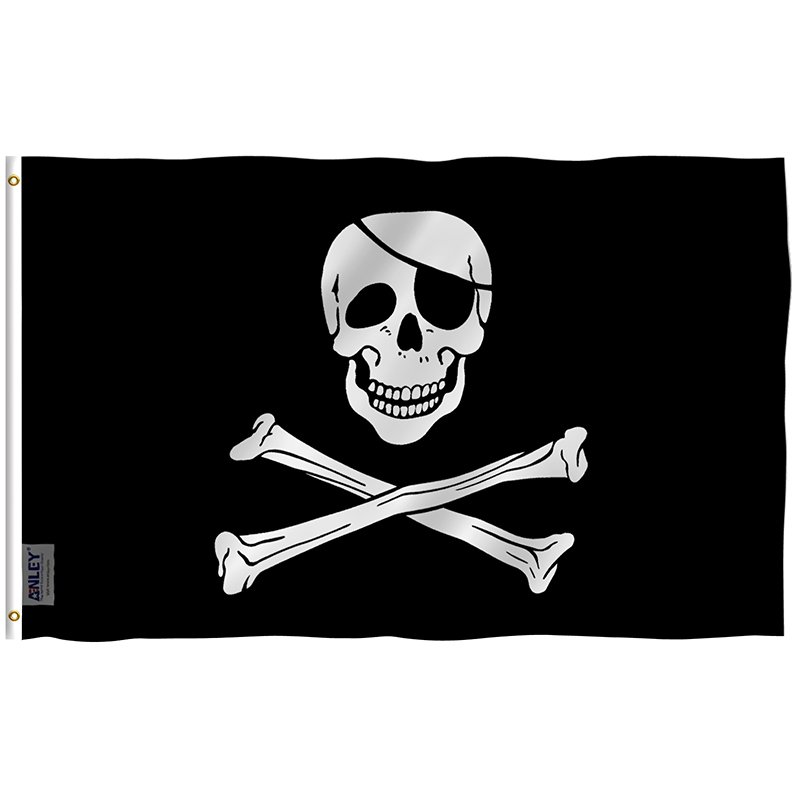 Jolly Roger Flag with Patch - Pirate Flag with Brass Grommets 3X5Ft Banner USA