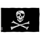 Jolly Roger Flag with Patch - Pirate Flag with Brass Grommets 3X5Ft Banner USA