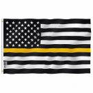 Fly Breeze Thin Gold Line USA Flag with Brass Grommets 3X5Ft Banner USA
