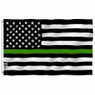 Fly Breeze Thin Green Line USA Flag with Brass Grommets 3X5Ft Banner USA