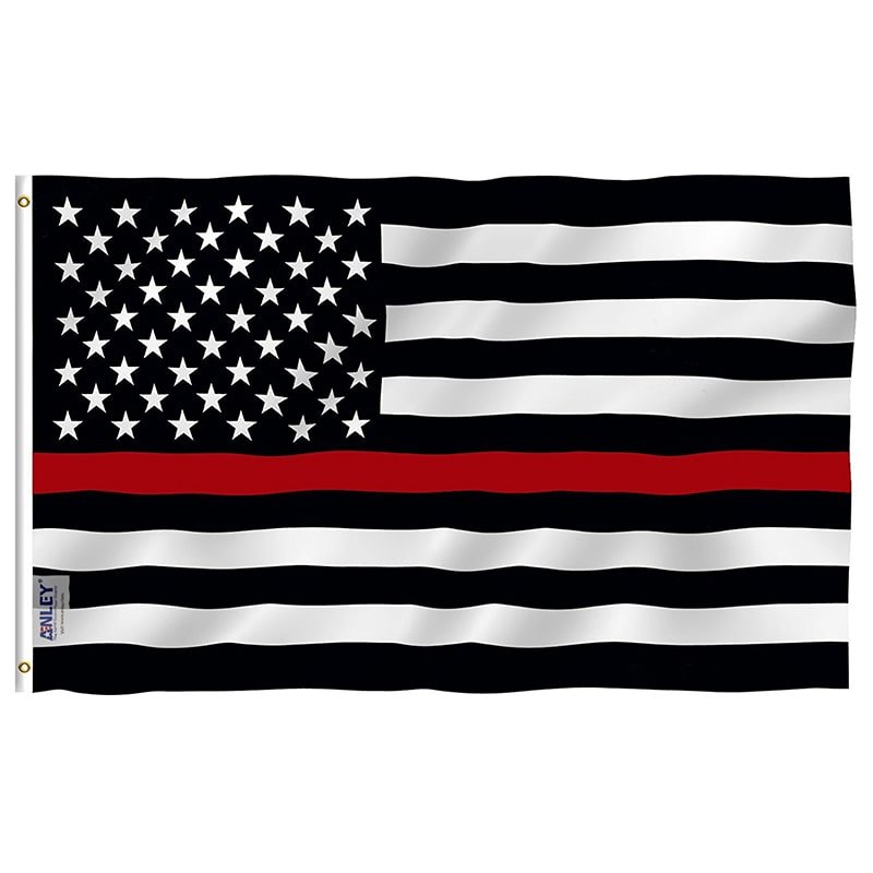 Fly Breeze Thin Red Line USA Flag with Brass Grommets 3X5Ft Banner USA