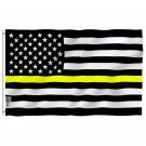 Fly Breeze Thin Yellow Line USA Flag with Brass Grommets 3X5Ft Banner USA
