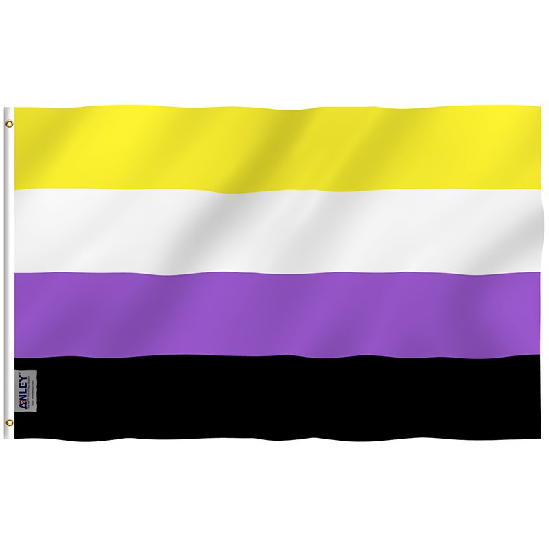 Fly Breeze Non-Binary Pride Flag with Brass Grommets 3X5Ft Banner USA Polyester