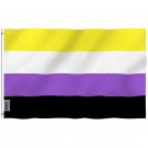 Fly Breeze Non-Binary Pride Flag with Brass Grommets 3X5Ft Banner USA Polyester