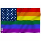 Fly Breeze Rainbow USA Flag with Brass Grommets 3X5Ft Banner USA Polyester