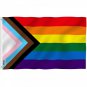Fly Breeze Progress Pride Rainbow Flag Flag with Brass Grommets 3X5Ft Banner USA Polyester
