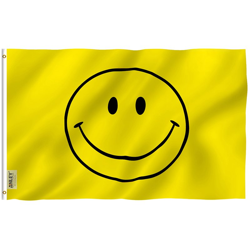 Fly Breeze Yellow Happy Smiley Face Flag with Brass Grommets 3X5Ft Banner USA Polyester