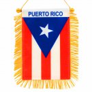 4 X 6 Inch Puerto Rico Window Hanging Flag - Rearview Mirror & Double Sided Mini Banner