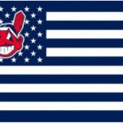 Cleveland Indians USA American flag 3X5Ft Banner USA Polyester with Brass Grommets