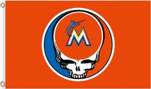 Miami Marlins Dead Skull Blue flag 3X5Ft Banner USA Polyester with Brass Grommets