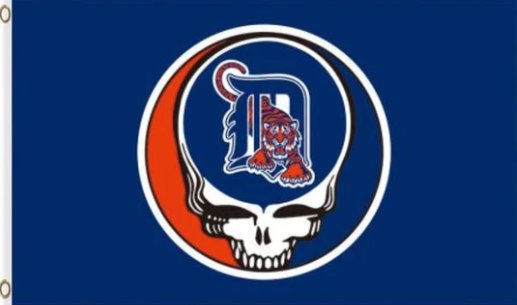 Detroit Tigers Dead Skull Flag 3X5Ft Banner USA Polyester with Brass Grommets