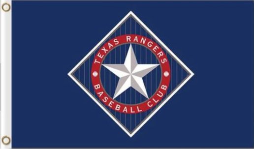 Texas Rangers Red Baseball Blue Flag 3X5Ft Banner USA Polyester with Brass Grommets