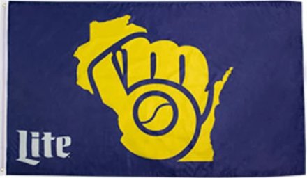 Milwaukee Brewers Miller Lite Flag 3X5Ft Banner USA Polyester with Brass Grommets