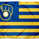 Milwaukee Brewers Americana Nation Flag 3X5Ft Banner USA Polyester with Brass Grommets