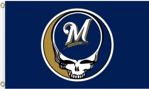 Milwaukee Brewers Dead Skull Flag 3X5Ft Banner USA Polyester with Brass Grommets