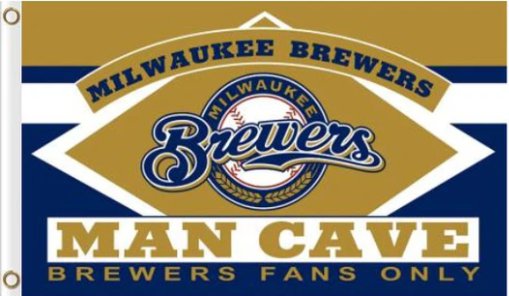 Milwaukee Brewers Man Cave Flag 3X5Ft Banner USA Polyester with Brass Grommets