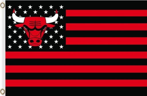 Chicago Bulls Flag Star and Stripe Flag 3X5Ft Polyester Banner USA Digital Print