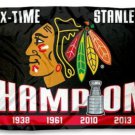 Chicago Blackhawks 6 Time Champs Flag 3X5Ft Polyester Digital Print Banner USA