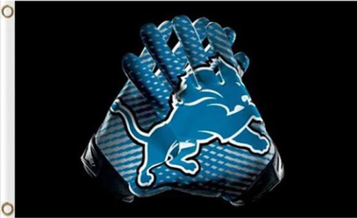 Detroit Lions 2 Gloves Flag 3X5 Ft Polyester Banner USA 90x150cm