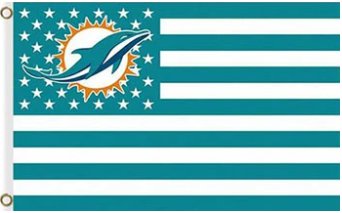 Miami Dolphins Star and Stripes US Flag 3X5 Ft Polyester Banner USA 90x150cm