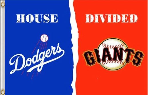 LOS ANGELES DODGERS SAN FRANCISCO GIANTS HOUSE DIVIDED 3X5 FLAG