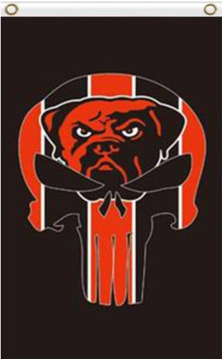 Cleveland Browns Skull Vertical Flag 3X5 Ft Polyester Banner USA 90x150cm