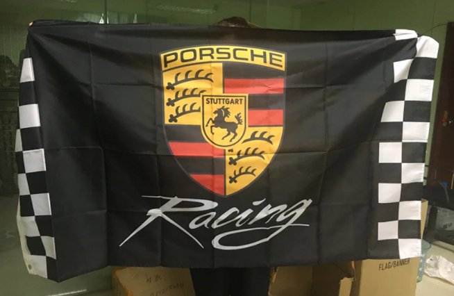 Porsche Flag Black Racing 3X5 Ft Polyester Banner USA 90x150cm