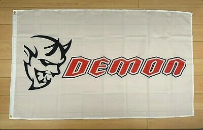 Dodge Demon SRT White Flag 3X5 Ft Polyester Banner USA 90x150cm