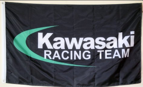 Kawasaki Racing Team Flag Black 3X5 Ft Polyester Banner USA 90x150cm
