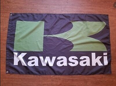 Kawasaki Team Flag Black 3X5 Ft Polyester Banner USA 90x150cm