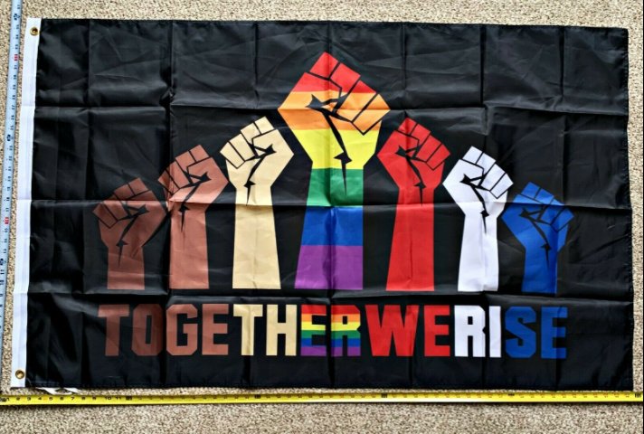 Black Lives Matter Flag Together We Rise Biden USA Sign Poster 3x5ft