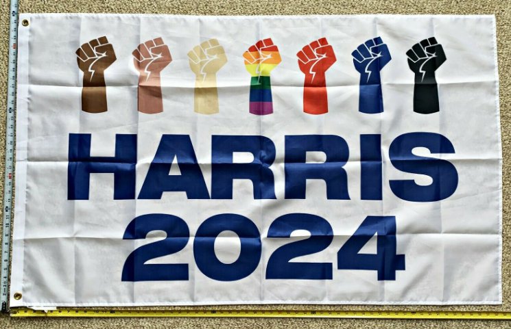 Kamala Harris Flag 2024 White Harris Equality Fists USA 2024 Sign 3x5ft