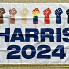 Kamala Harris Flag 2024 White Harris Equality Fists USA 2024 Sign 3x5ft