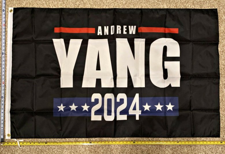 Andrew Yang 2024 Flag YANG GANG MATH President Black Sign USA 3x5ft