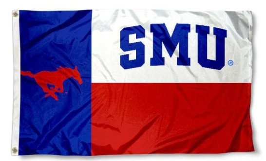 Southern Methodist Mustangs USA Flag 3X5ft Banner Polyester with 2 Brass Grommets