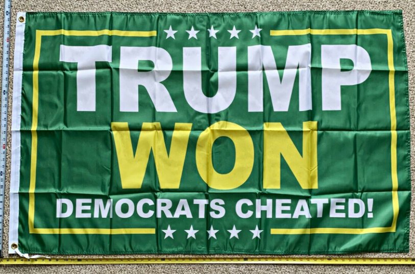 Donald Trump Flag Trump Won Dem Cheated Green USA 2024 Sign 3x5Ft
