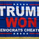 Donald Trump Flag Trump Won Dem Cheated Don Jr. USA 2024 Sign 3x5Ft