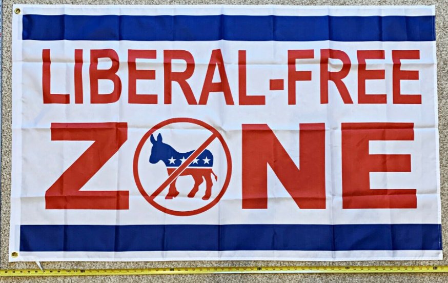 Donald Trump Flag Liberal Free Zone Blue USA 2024 Sign Poster 3x5Ft