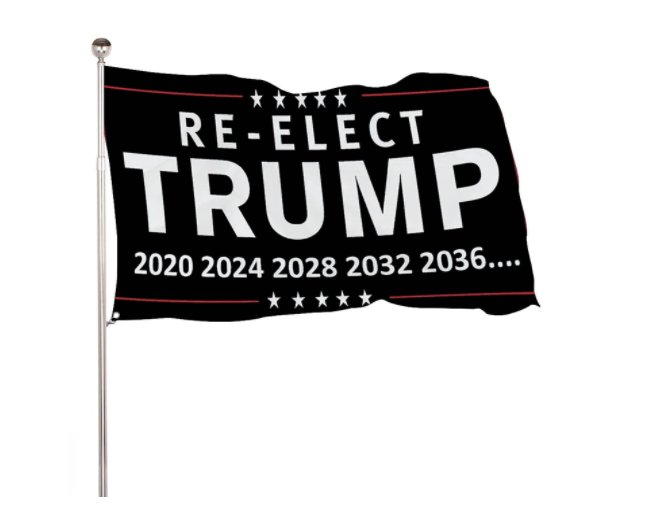 Re - Elect Trump 2024 Flag 3x5Ft Black Make America Great Again White