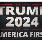Trump 2024 Flag America First Black 3x5ft