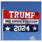 Trump 2024 God Amreica Freedom With 2 Grommets Trump 2024 Flag