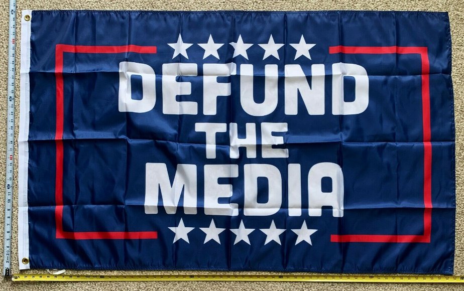 Donald Trump Flag Defund Media BW Star Desantis 2024 USA Sign 3x5ft