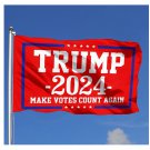 Trump 2024 Flag Make Votes Count Again 3x5ft Banner Red