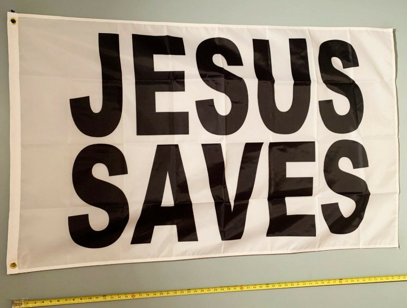 Jesus Flag Trump Jesus Saves White God Hope USA Sign 3x5'