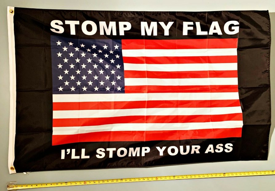 Donald Trump Flag Stomp USA Army Veteran Sign Poster 3x5'