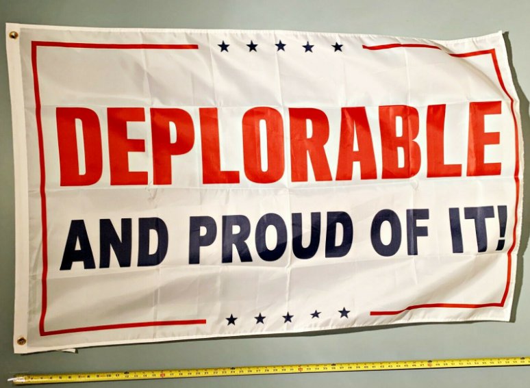 Donald Trump Flag Proud Deplorable USA Navy Sign 3x5'